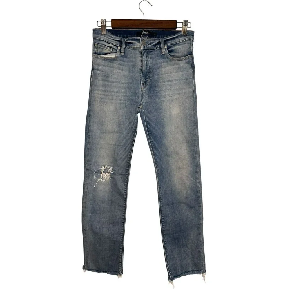 Hudson‎ Nico Cigarette Mid Rise Jeans in Outshine Raw Hem Size 27